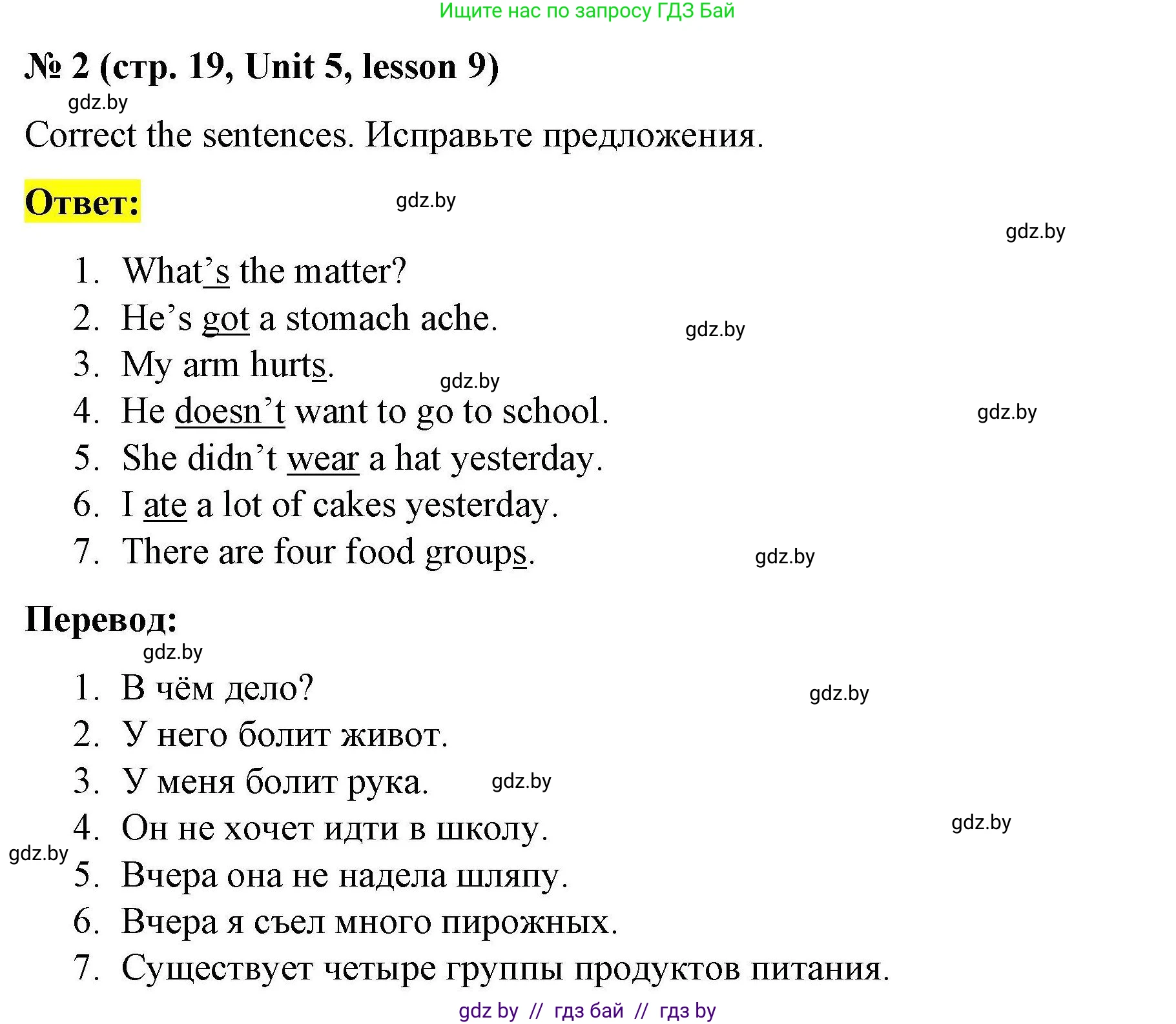 Английский язык (english), 5 класс Рабочая тетрадь (workbook), авторы: Лапицкая Людмила Михайловна (Lapitskaya Ludmila), Калишевич Алла Ивановна, Севрюкова Татьяна Юрьевна, Седунова Наталья Михайловна (Sedunova Natalia), издательство Аверсэв, Минск, 2020, оранжевого цвета, Часть 2, страница 19, номер 2, Решение