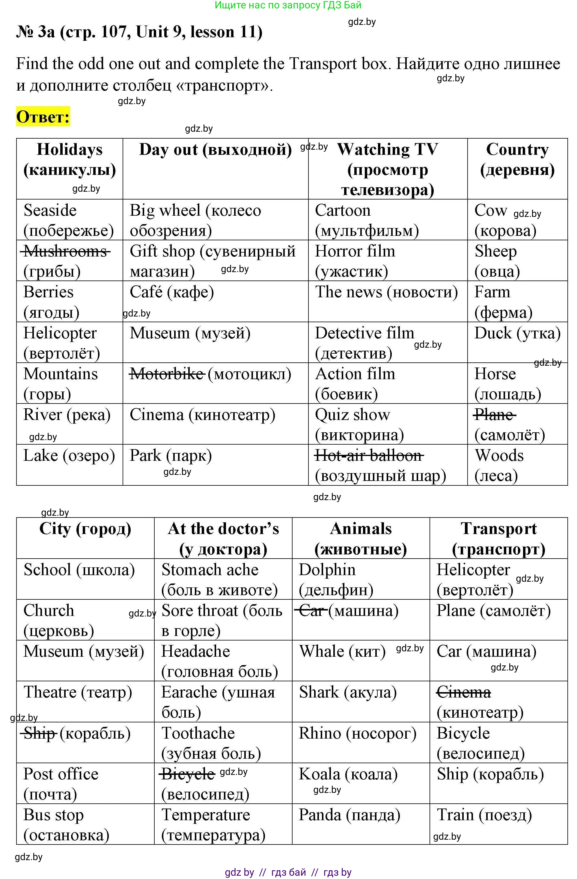 Английский язык (english), 5 класс Рабочая тетрадь (workbook), авторы: Лапицкая Людмила Михайловна (Lapitskaya Ludmila), Калишевич Алла Ивановна, Севрюкова Татьяна Юрьевна, Седунова Наталья Михайловна (Sedunova Natalia), издательство Аверсэв, Минск, 2020, оранжевого цвета, Часть 2, страница 107, номер 3a, Решение