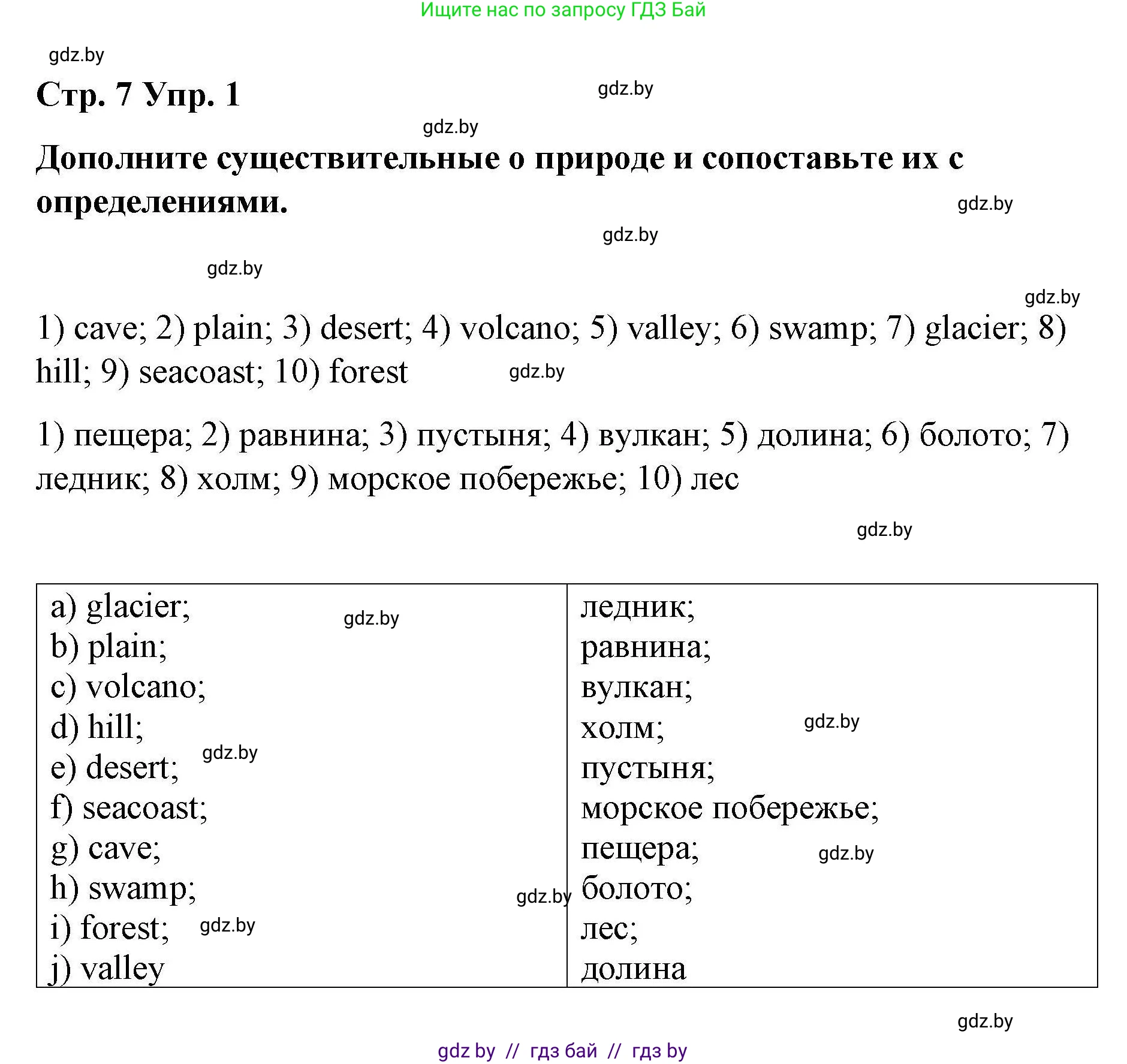 Английский язык (english), 6 класс Рабочая тетрадь (workbook), авторы: Демченко Наталья Валентиновна, Севрюкова Татьяна Юрьевна, Юхнель Наталья Валентиновна, Наумова Елена Георгиевна, Рыбалко О Н, Манешина А В, Маслёнченко Н А, Бушуева Эдите Владиславовна, издательство Аверсэв, Минск, 2020, зелёного цвета, Часть ( Part) 2, страница 7, номер 1, Решение