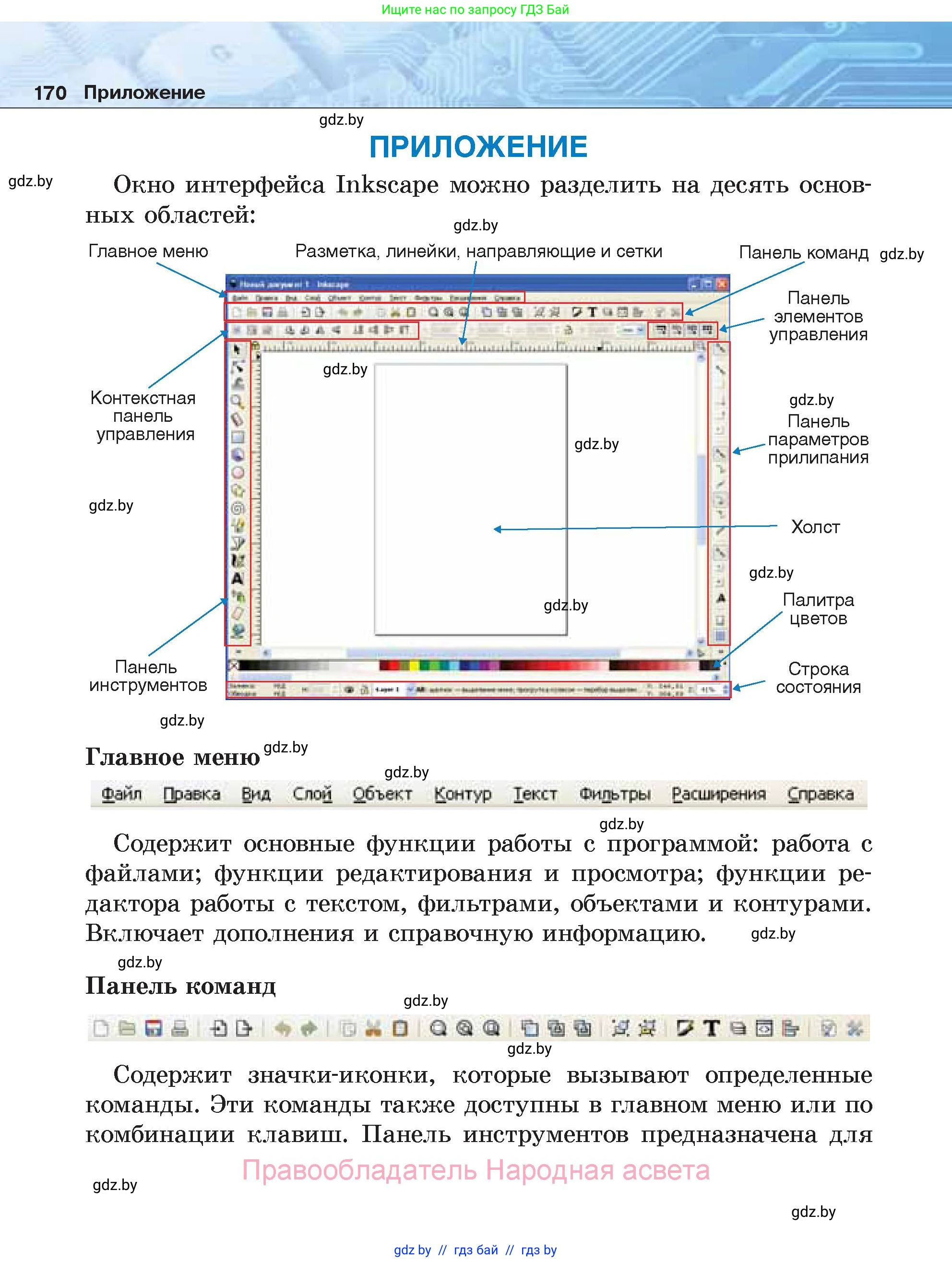 Информатика, 7 класс Учебник, авторы: Котов Владимир Михайлович, Лапо Анжелика Ивановна, Войтехович Елена Николаевна, издательство Народная асвета, Минск, 2017, страница 170